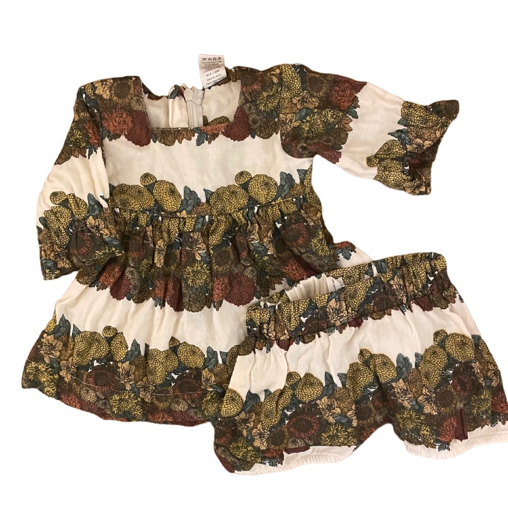KQ Floral Stripe 🌼 Dress & Bloomer Set